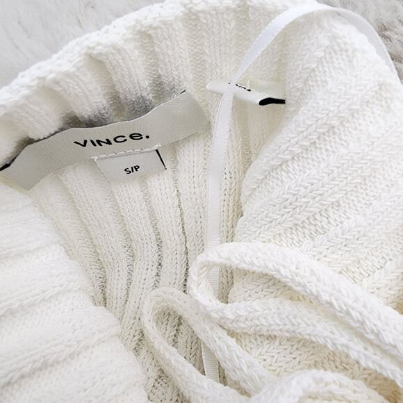 NEW Vince Rib Tie Back Cotton Blend White Ribbed Knit Tank Top - Picture 7 of 12